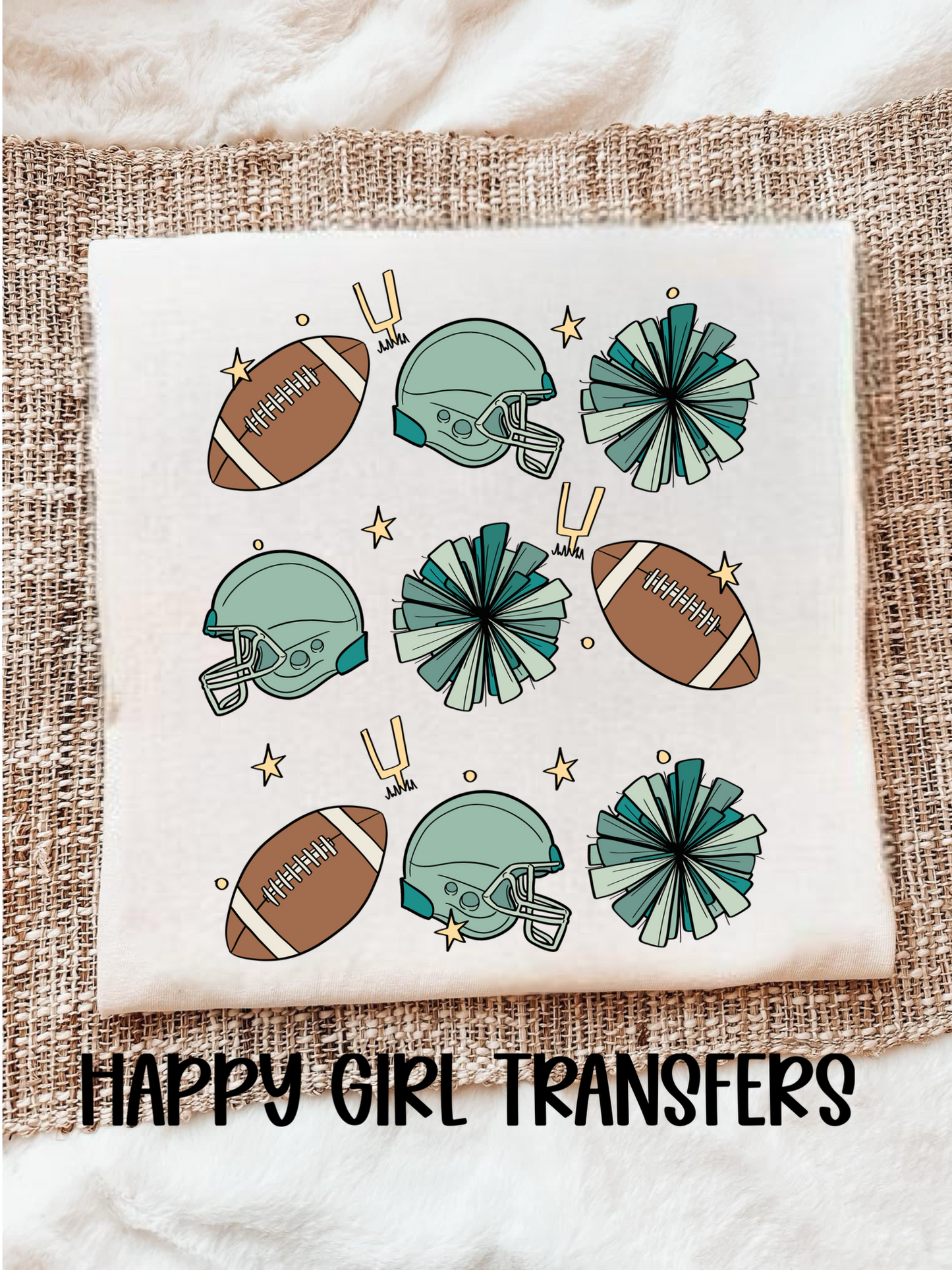 TURQUOISE FOOTBALL - DTF TRANSFER
