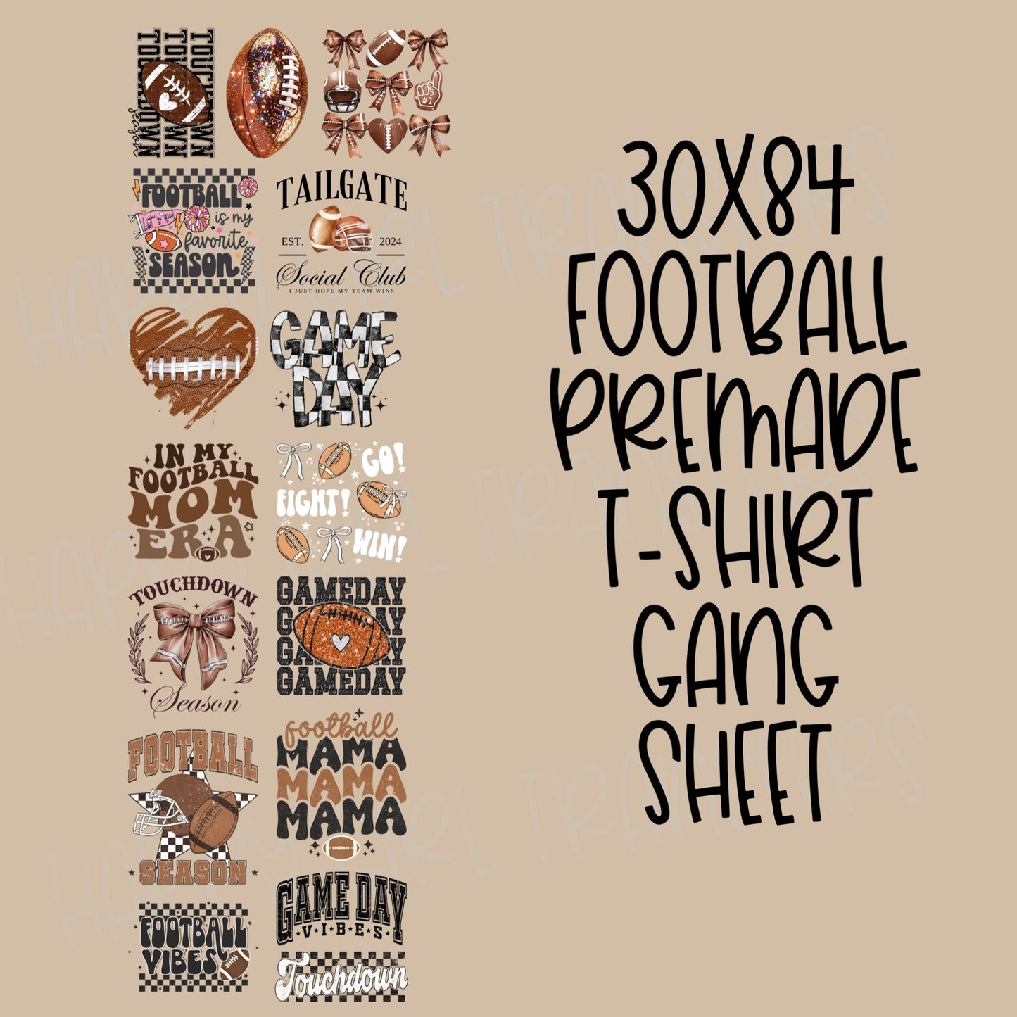 30x84 FOOTBALL PRE-MADE GANG SHEET