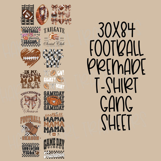 30x84 FOOTBALL PRE-MADE GANG SHEET