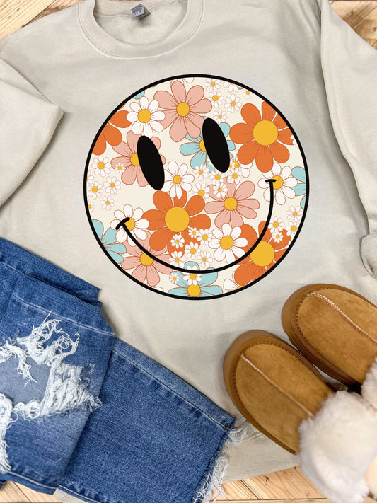 FLORAL SMILEY - DTF TRANSFER