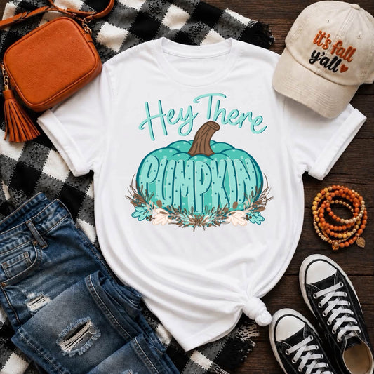 TURQUOISE HEY THERE PUMPKIN - DTF TRANSFER