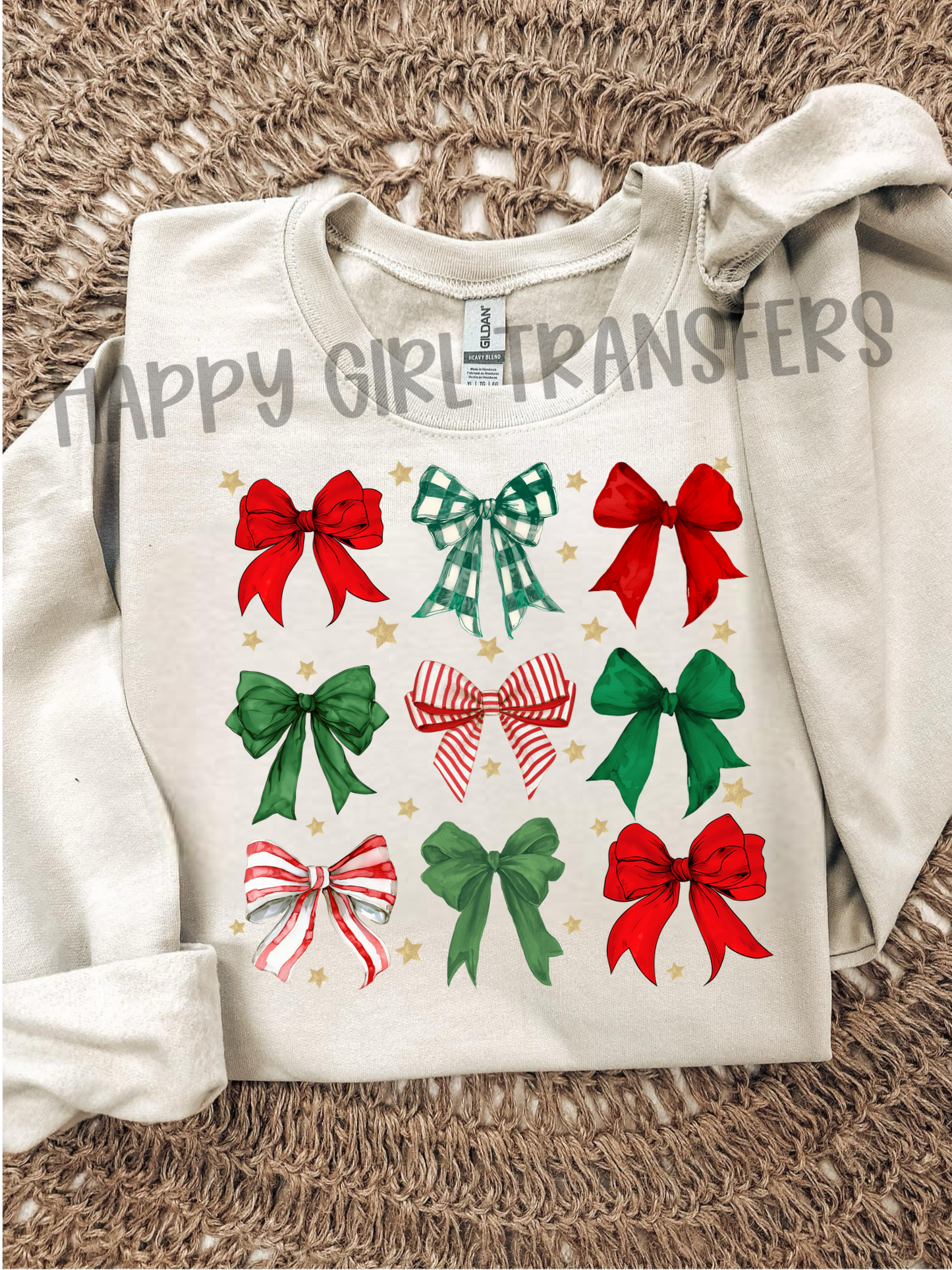 CHRISTMAS RED & GREEN COQUETTE - DTF TRANSFER
