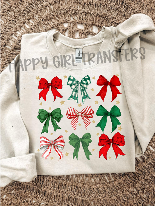 CHRISTMAS RED & GREEN COQUETTE - DTF TRANSFER