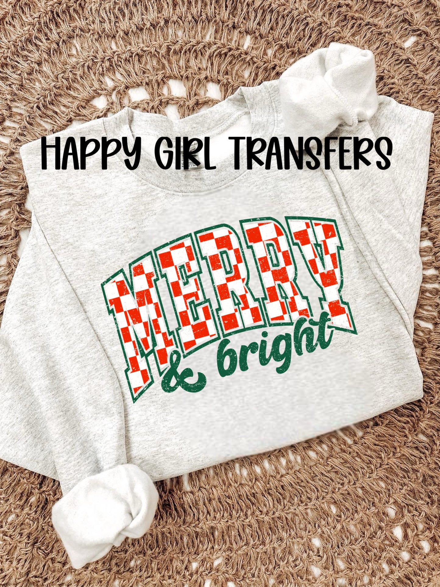 CHECKERED MERRY & BRIGHT - DTF TRANSFER