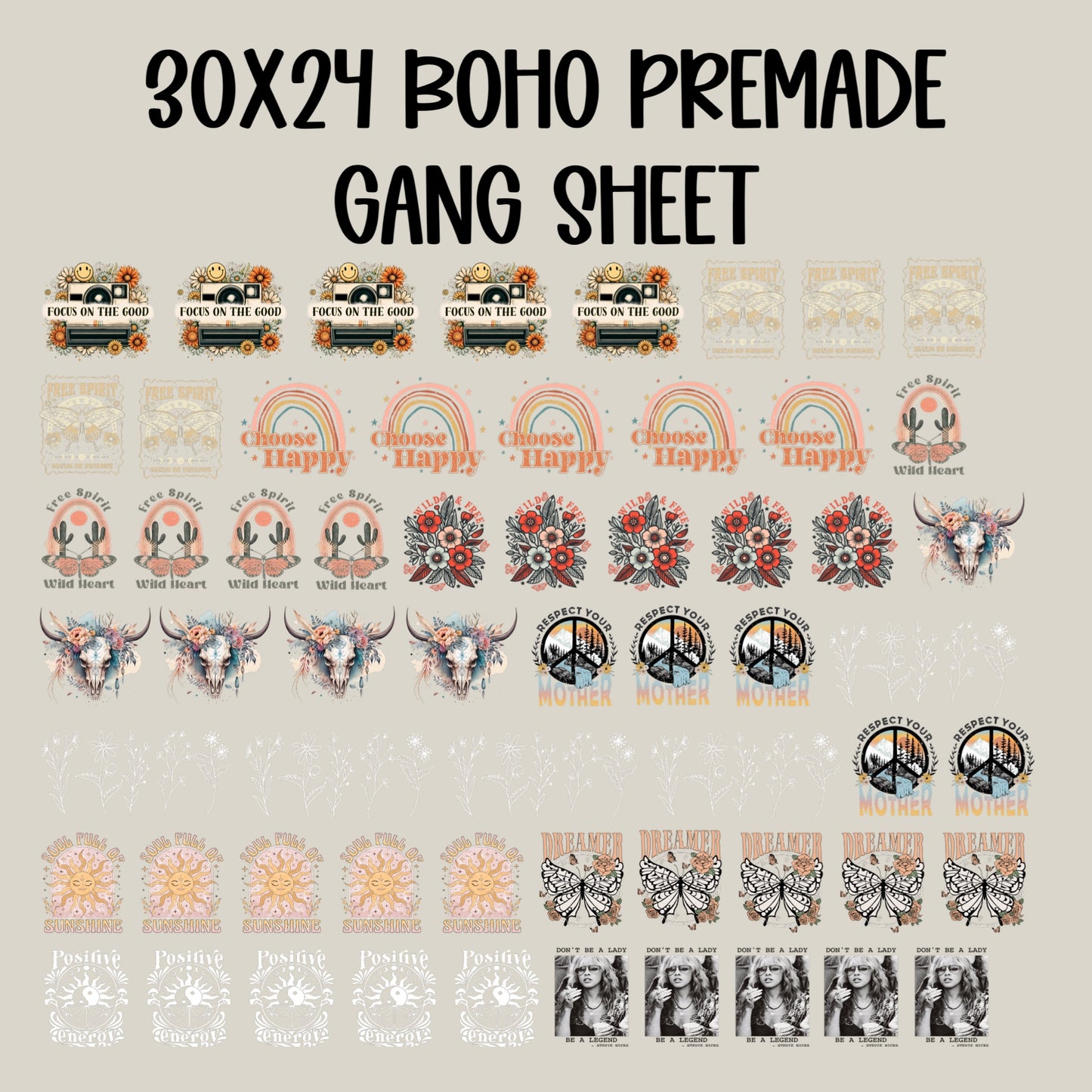 30x24 BOHO PRE-MADE TRUCKER HAT GANG SHEET
