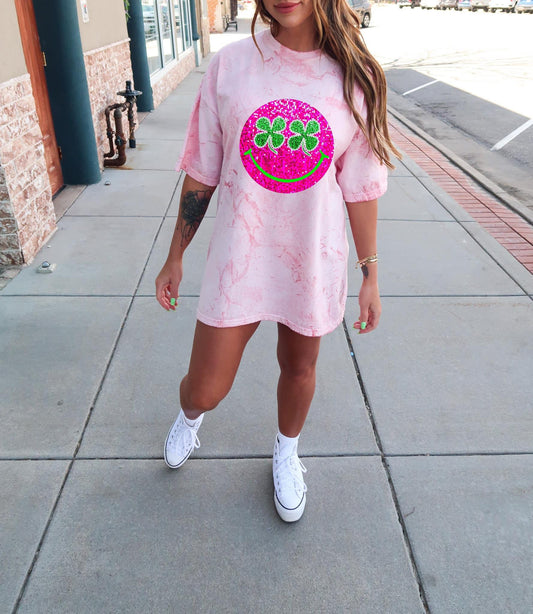 PINK SEQUINS SMILEY - DTF TRANSFER