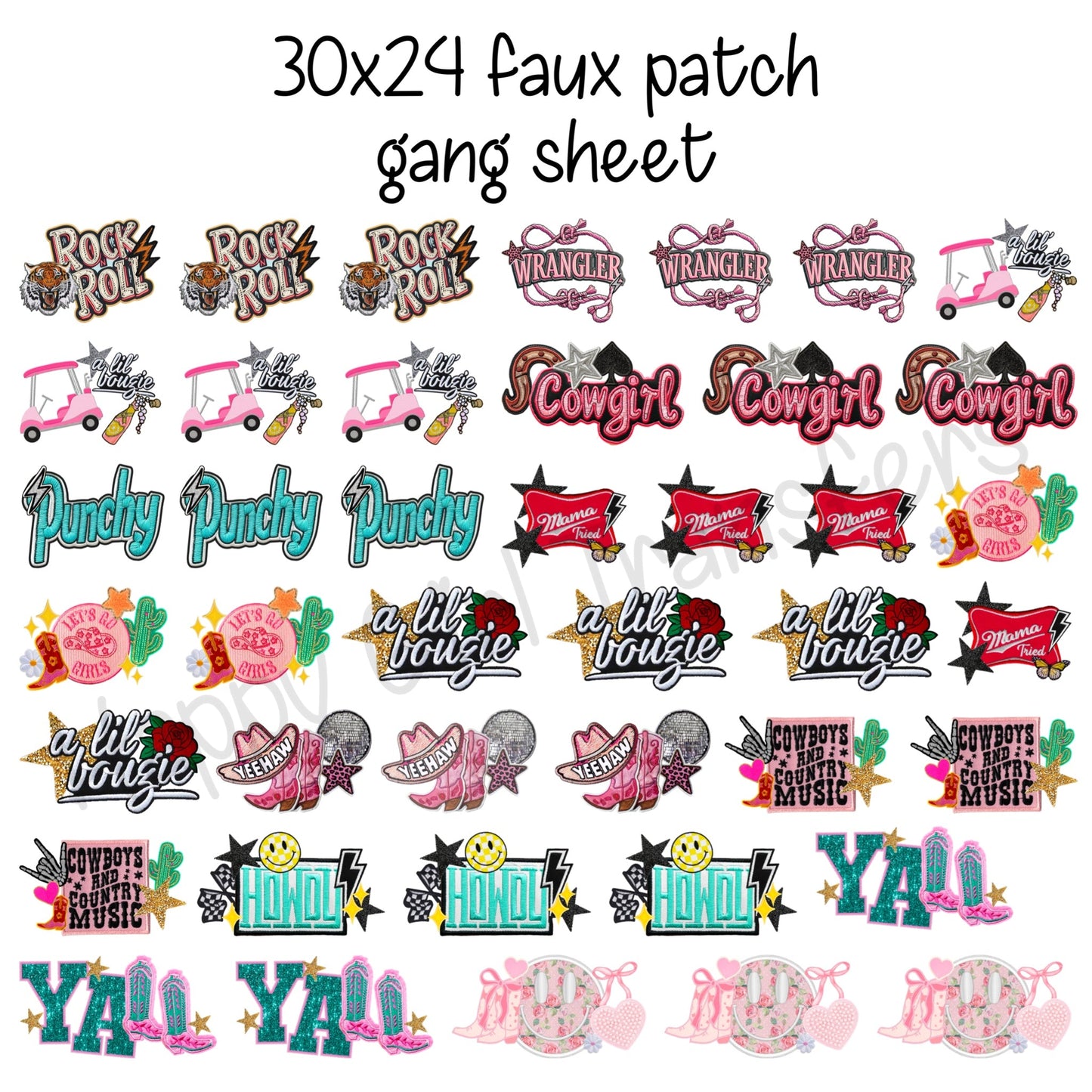 30x24 FAUX PATCH PRE-MADE TRUCKER HAT GANG SHEET
