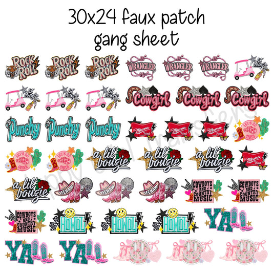 30x24 FAUX PATCH PRE-MADE TRUCKER HAT GANG SHEET