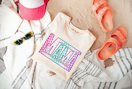 COLORFUL CHECKERED MAMA - DTF TRANSFER