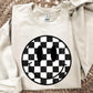 BLACK AND WHITE CHECKERED SMILEY- DTF TRANSFER