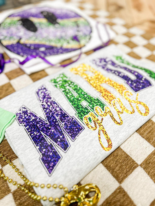 FAUX GLITTER MARDI GRAS - DTF TRANSFER