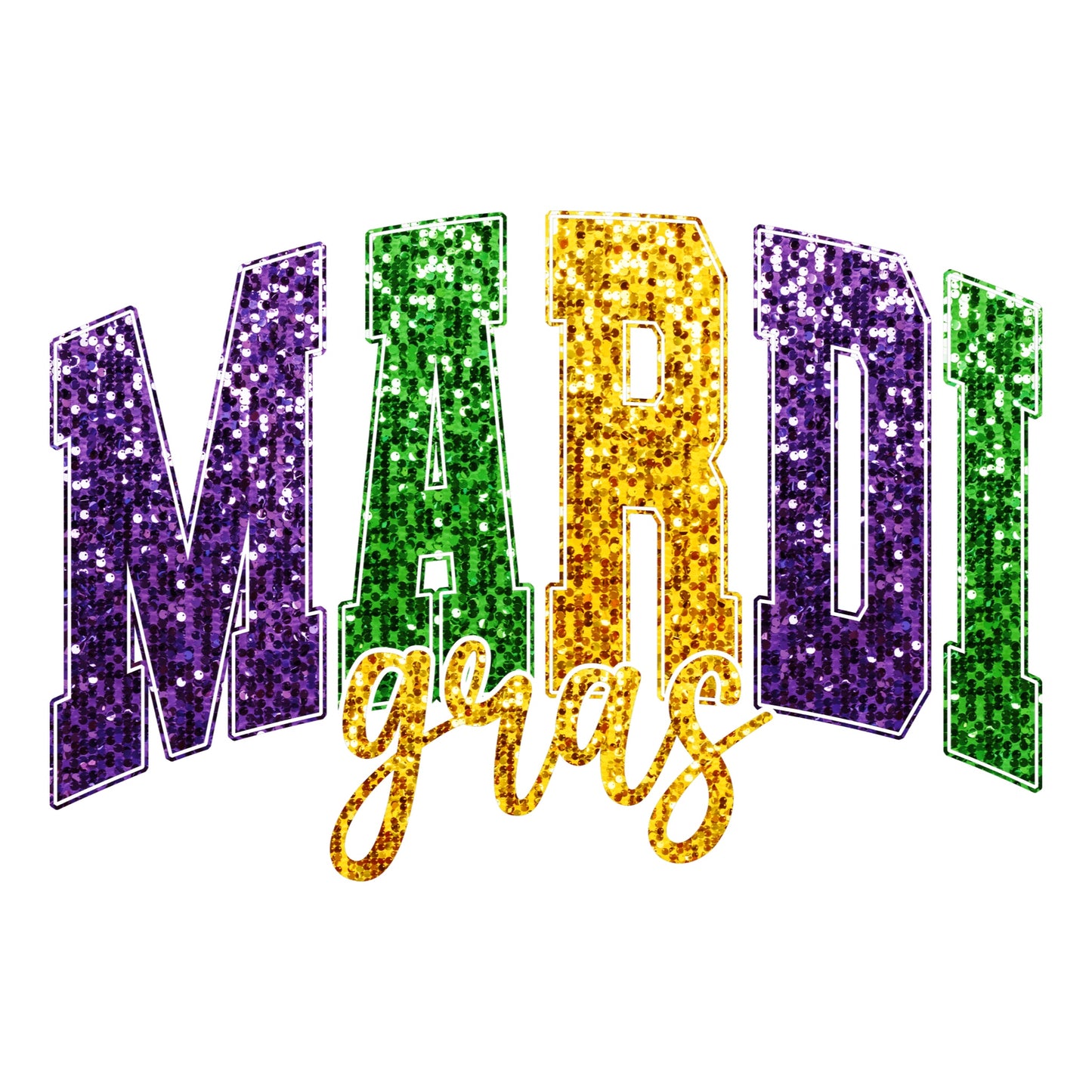 FAUX GLITTER MARDI GRAS - DTF TRANSFER