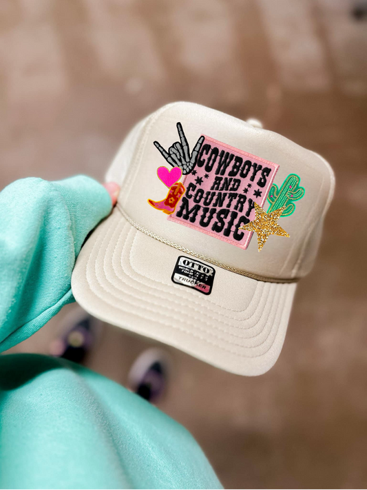 COWBOYS AND COUNTRY MUSIC FAUX HAT PATCH - DTF TRANSFER