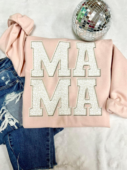 FAUX EMBROIDERED LEOPARD MAMA - DTF TRANSFER
