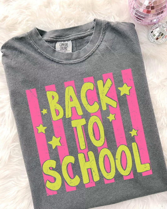 BACK TO SCHOOL PINK STRIPES - DTF TRANSFER