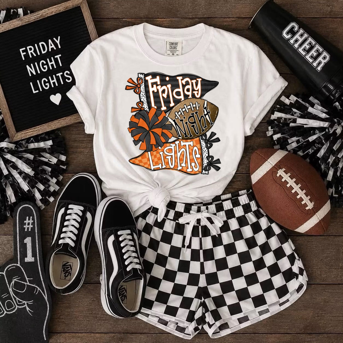 FRIDAY NIGHT LIGHTS BLACK & ORANGE - DTF TRANSFER