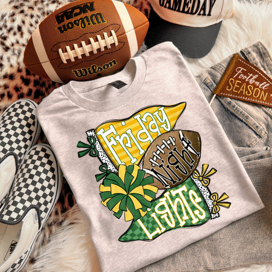 FRIDAY NIGHT LIGHTS GREEN & YELLOW - DTF TRANSFER