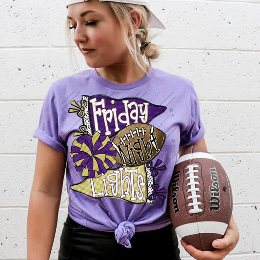 FRIDAY NIGHT LIGHTS PURPLE & GOLD - DTF TRANSFER