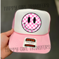 PINK AND WHITE CHECKERED SMILEY- DTF TRANSFER