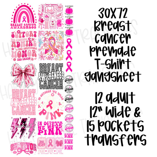 30x72 BREAST CANCER PRE-MADE GANG SHEET