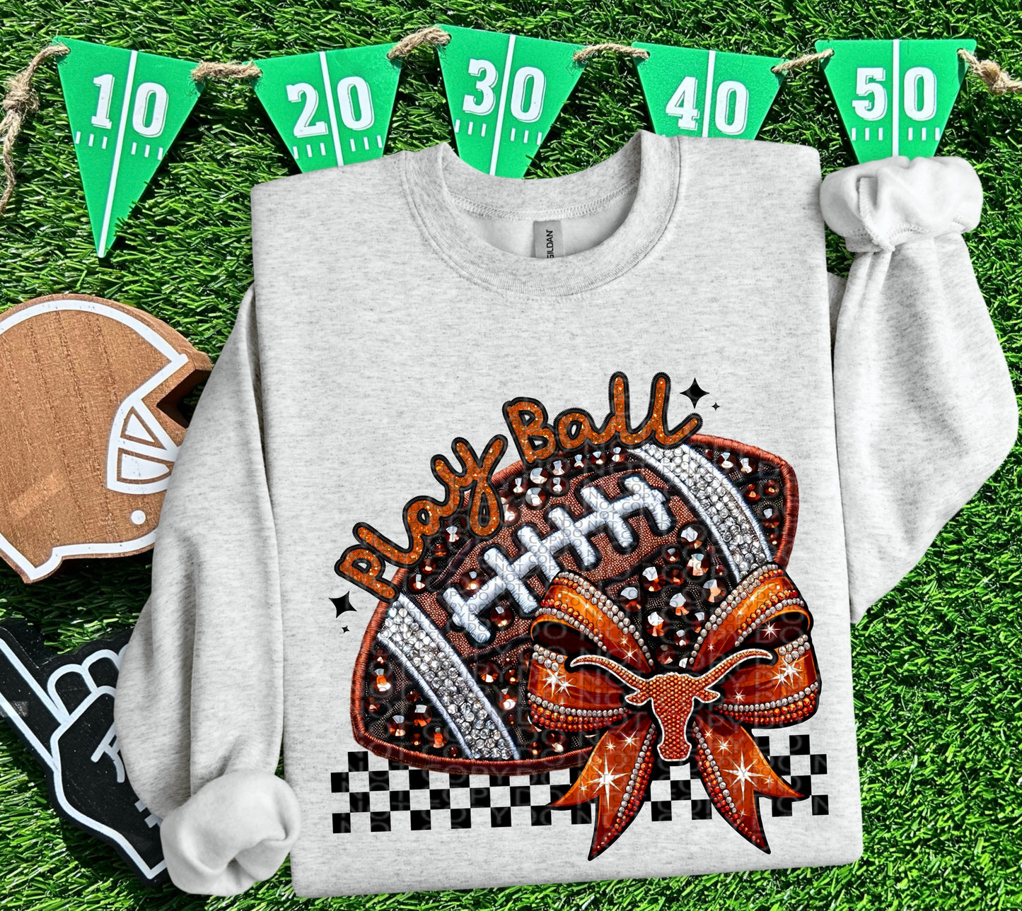 FAUX SPARKLES TEXAS LONGHORNS - DTF TRANSFER