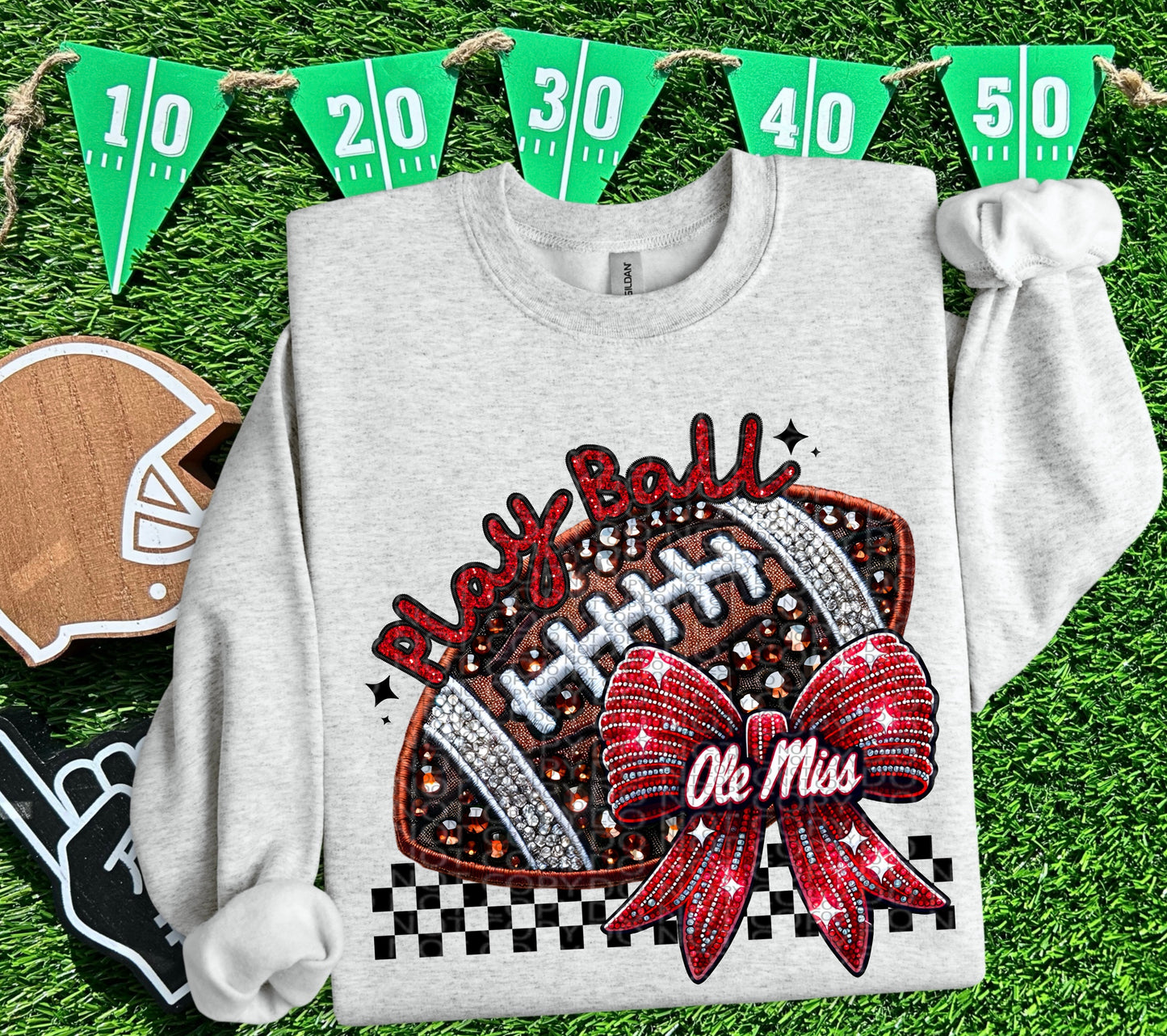 FAUX SPARKLES OLE MISS  - DTF TRANSFER