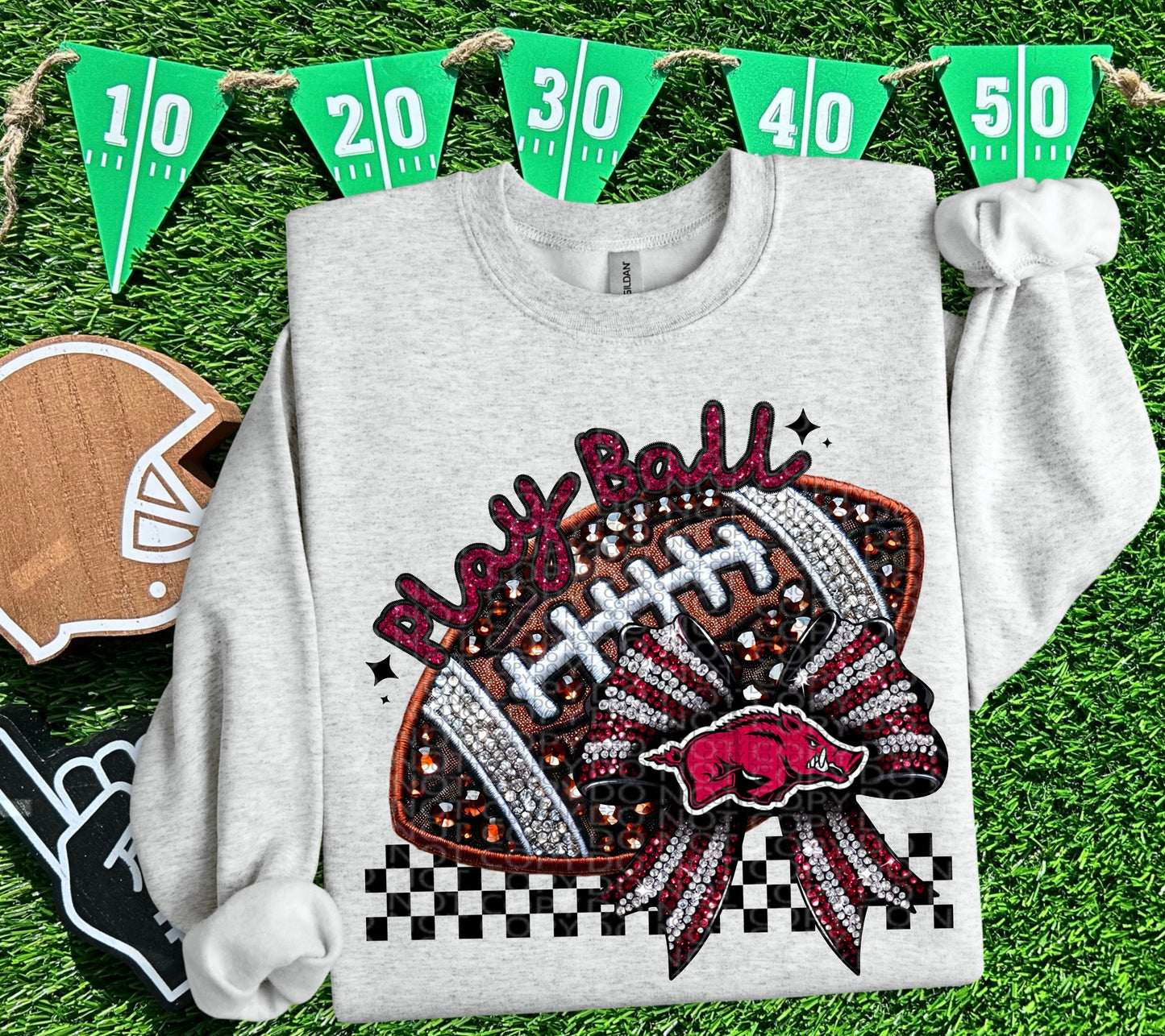 FAUX SPARKLES ARKANSAS RAZORBACKS - DTF TRANSFER